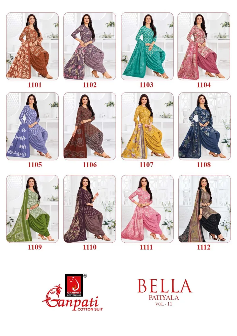 Bella Patiyala Vol 11 By Ganpati Cotton Readymade Patiyala Dress 